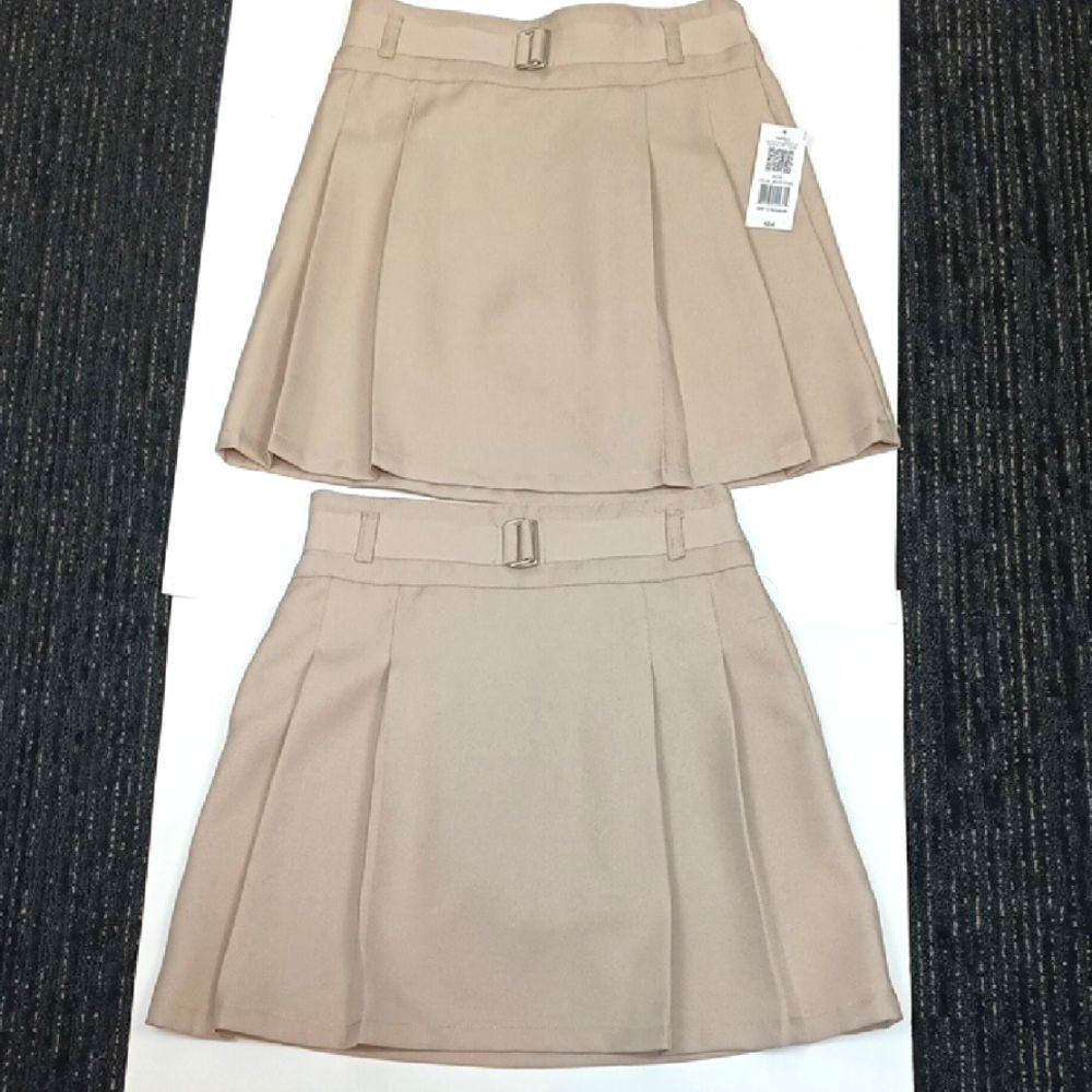 Izod Girls Set Of 2 Khaki School Skort with Belt Detail sz 12